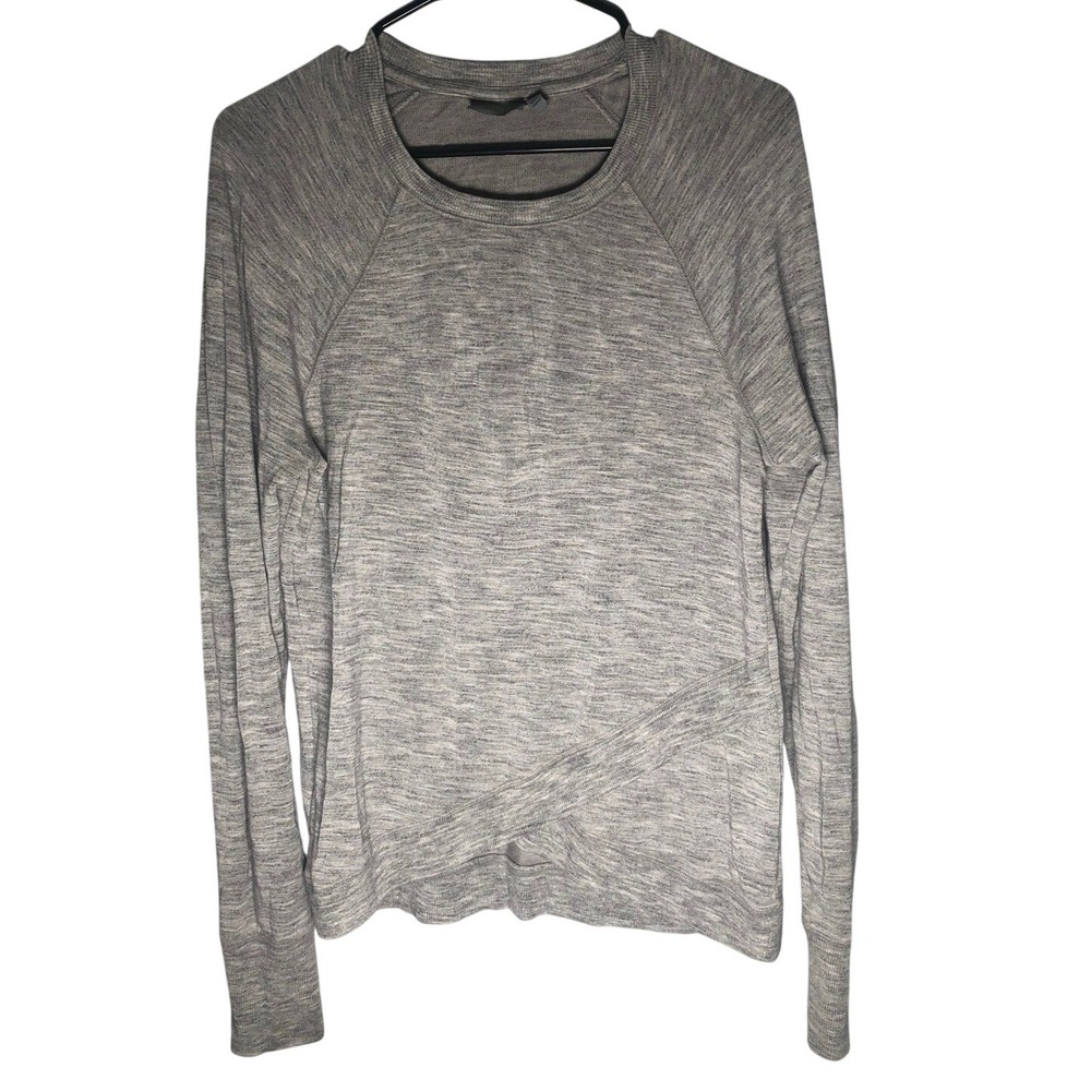 Athleta Pullover Top Women Small Gray Long Sleeve Tulip Hem